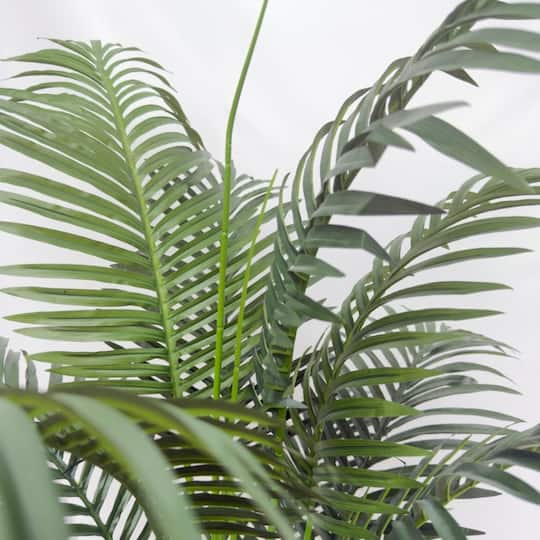 House of Silk Flowers 49" Green Faux Areca Palm in Natural Hyacinth Basket